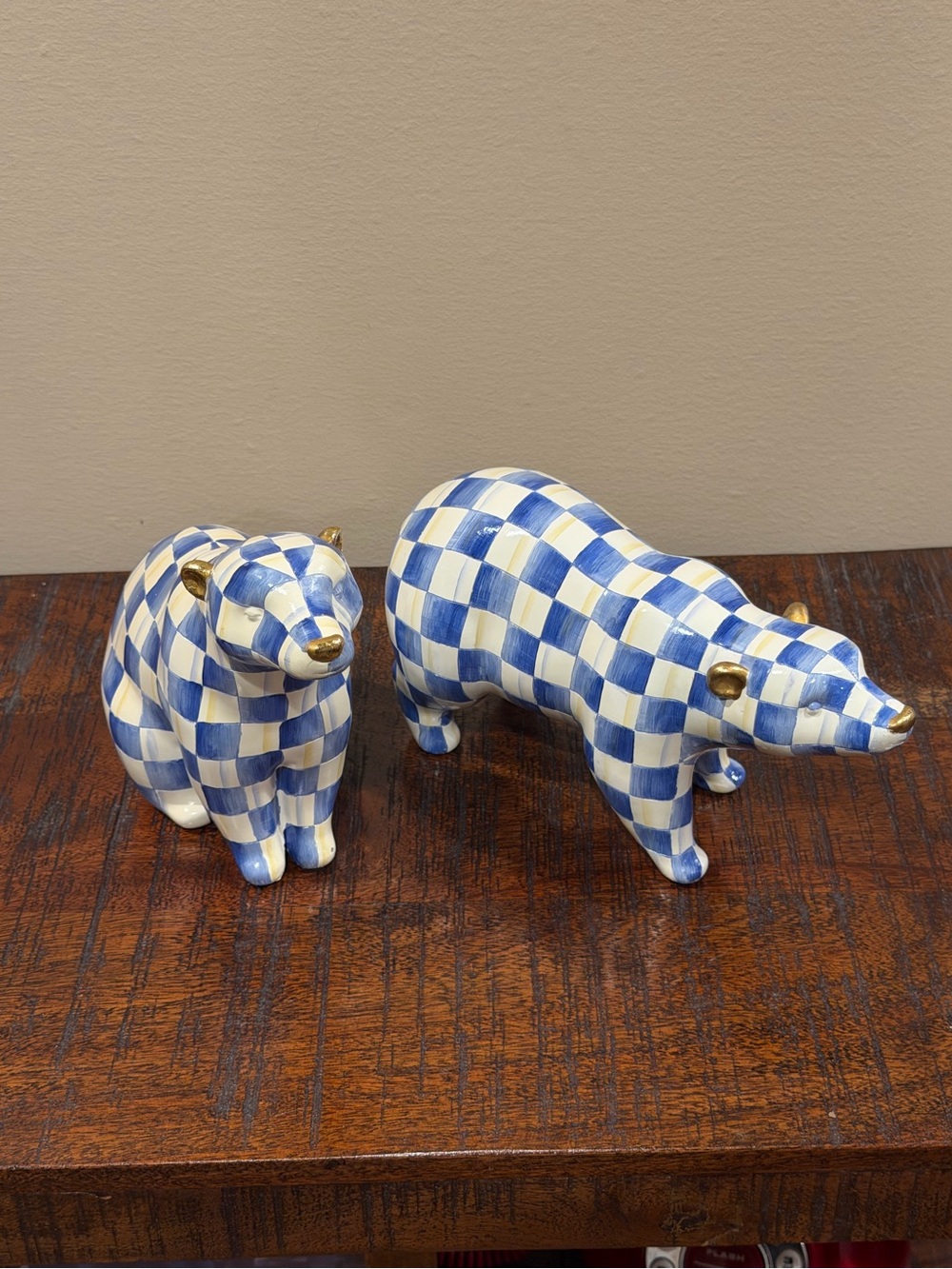 MacKenzie-Childs Royal Check Polar Bears, Set of 2